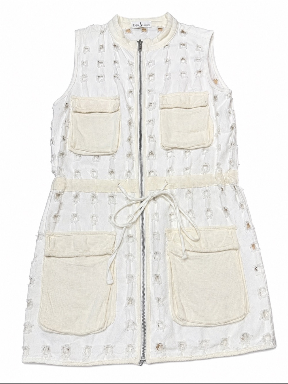 Eiffel Designs Distressed Linen Blend Utility Vest - Picture 2 of 9